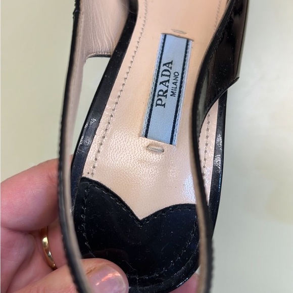 Prada Black Patent Leather Slingback Heels - Picture 2 of 8